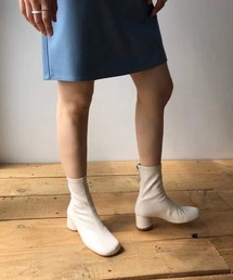 Stretch round heel short boots chs21a045