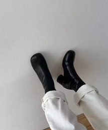 Stretch round heel short boots chs21a045