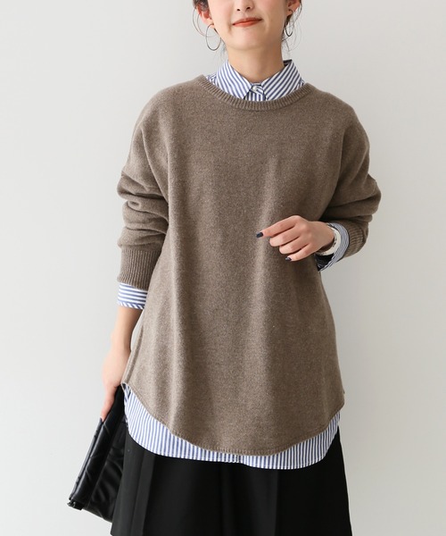 SLOBE IENA（スローブイエナ）の「SUPER GEELONG クルーネックプルオーバー◆（ニット/セーター・レディース・グレー系その他/ブラウン/ナチュラル/ブラック・FREE）」の5枚目の写真