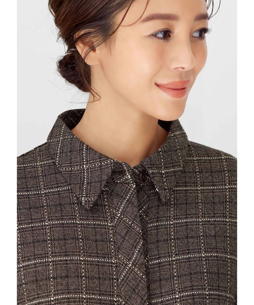 STYLE DELI（スタイルデリ）の「【LUXE】ステッチチェック柄ティアードワンピース（ワンピース・レディース・ブラック/ブラウン・01/02）」の11枚目の写真