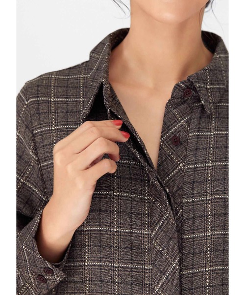 STYLE DELI（スタイルデリ）の「【LUXE】ステッチチェック柄ティアードワンピース（ワンピース・レディース・ブラック/ブラウン・01/02）」の12枚目の写真