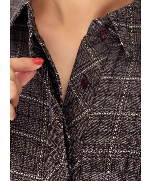 STYLE DELI（スタイルデリ）の「【LUXE】ステッチチェック柄ティアードワンピース（ワンピース・レディース・ブラック/ブラウン・01/02）」の13枚目の写真