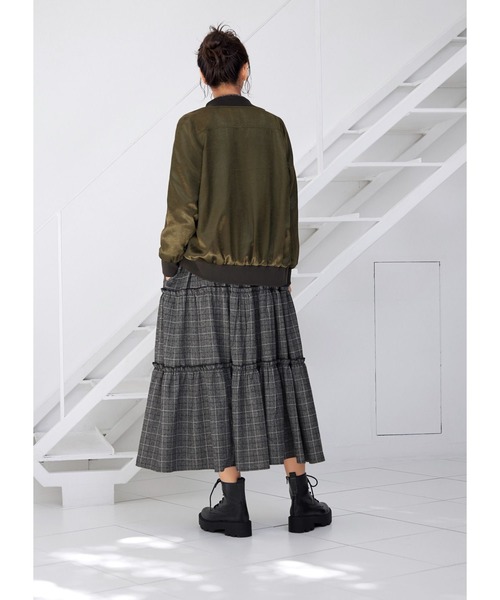 STYLE DELI（スタイルデリ）の「【LUXE】ステッチチェック柄ティアードワンピース（ワンピース・レディース・ブラック/ブラウン・01/02）」の21枚目の写真