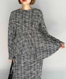 カットツイードペプラムプルオーバー