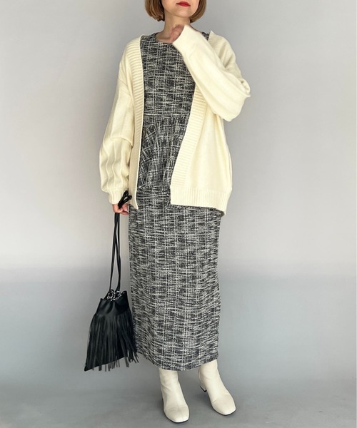 PICCIN（ピッチン）の「カットツイードペプラムプルオーバー（Tシャツ/カットソー・レディース・オレンジ/ブラック・L/M）」の3枚目の写真