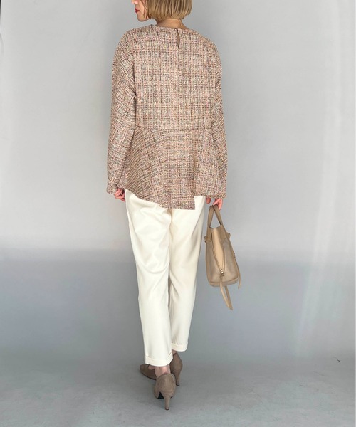 PICCIN（ピッチン）の「カットツイードペプラムプルオーバー（Tシャツ/カットソー・レディース・オレンジ/ブラック・L/M）」の22枚目の写真