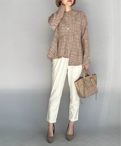 PICCIN（ピッチン）の「カットツイードペプラムプルオーバー（Tシャツ/カットソー・レディース・オレンジ/ブラック・L/M）」の21枚目の写真