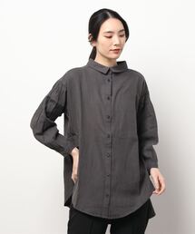 Samansa Mos2 | コットンリネン袖シャーリングシャツチュニック(シャツ/ブラウス)