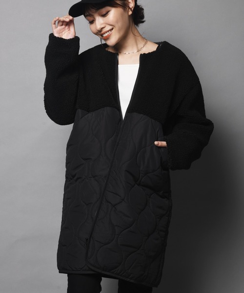 ARCANUM DESIGN（アルカナムデザイン）の「WEB限定 ARL キルト＆ボアノーカラーコート（ノーカラーコート・レディース・アイボリー/ブラック/カーキ・FREE）」の2枚目の写真