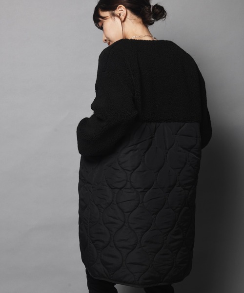 ARCANUM DESIGN（アルカナムデザイン）の「WEB限定 ARL キルト＆ボアノーカラーコート（ノーカラーコート・レディース・アイボリー/ブラック/カーキ・FREE）」の5枚目の写真