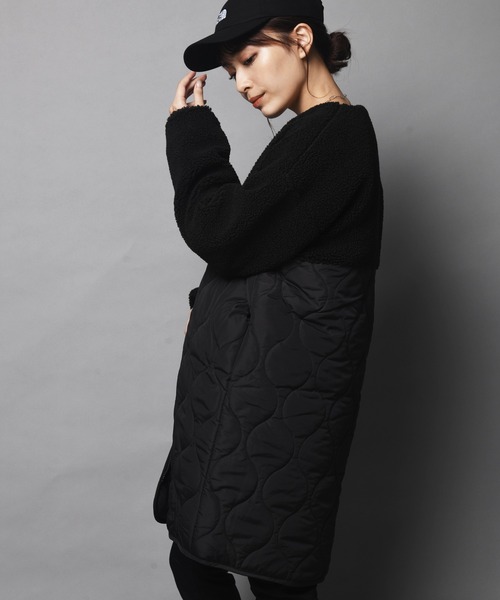 ARCANUM DESIGN（アルカナムデザイン）の「WEB限定 ARL キルト＆ボアノーカラーコート（ノーカラーコート・レディース・アイボリー/ブラック/カーキ・FREE）」の6枚目の写真