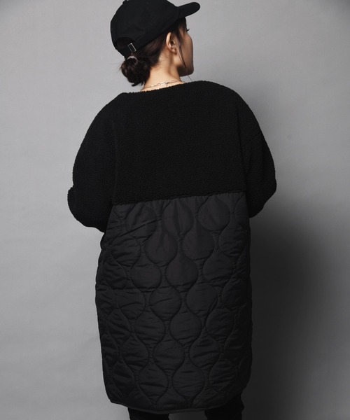 ARCANUM DESIGN（アルカナムデザイン）の「WEB限定 ARL キルト＆ボアノーカラーコート（ノーカラーコート・レディース・アイボリー/ブラック/カーキ・FREE）」の7枚目の写真