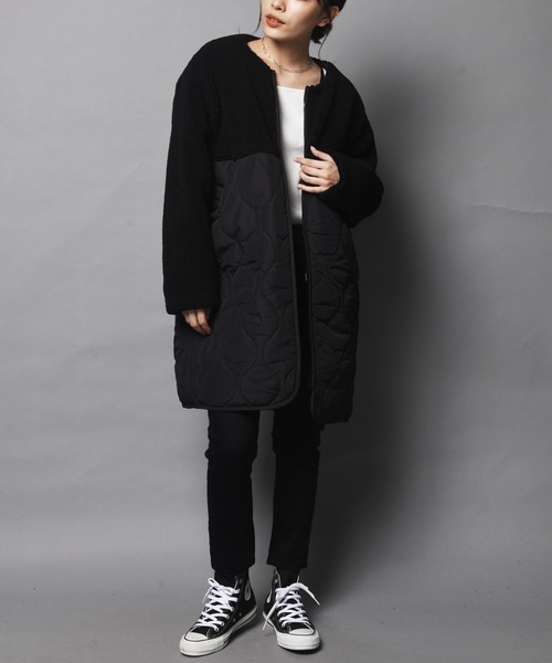 ARCANUM DESIGN（アルカナムデザイン）の「WEB限定 ARL キルト＆ボアノーカラーコート（ノーカラーコート・レディース・アイボリー/ブラック/カーキ・FREE）」の8枚目の写真