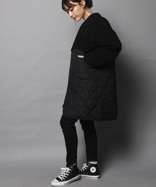 ARCANUM DESIGN（アルカナムデザイン）の「WEB限定 ARL キルト＆ボアノーカラーコート（ノーカラーコート・レディース・アイボリー/ブラック/カーキ・FREE）」の9枚目の写真