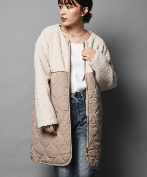 ARCANUM DESIGN（アルカナムデザイン）の「WEB限定 ARL キルト＆ボアノーカラーコート（ノーカラーコート・レディース・アイボリー/ブラック/カーキ・FREE）」の11枚目の写真