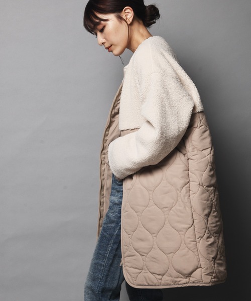 ARCANUM DESIGN（アルカナムデザイン）の「WEB限定 ARL キルト＆ボアノーカラーコート（ノーカラーコート・レディース・アイボリー/ブラック/カーキ・FREE）」の12枚目の写真