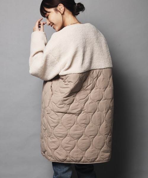 ARCANUM DESIGN（アルカナムデザイン）の「WEB限定 ARL キルト＆ボアノーカラーコート（ノーカラーコート・レディース・アイボリー/ブラック/カーキ・FREE）」の13枚目の写真