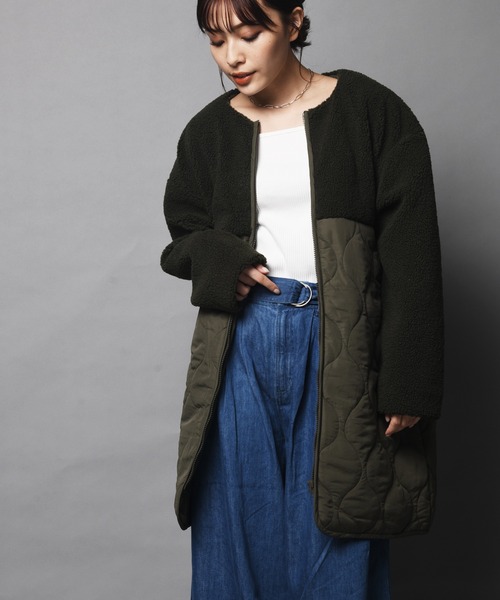 ARCANUM DESIGN（アルカナムデザイン）の「WEB限定 ARL キルト＆ボアノーカラーコート（ノーカラーコート・レディース・アイボリー/ブラック/カーキ・FREE）」の17枚目の写真