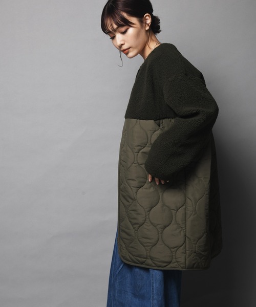 ARCANUM DESIGN（アルカナムデザイン）の「WEB限定 ARL キルト＆ボアノーカラーコート（ノーカラーコート・レディース・アイボリー/ブラック/カーキ・FREE）」の18枚目の写真