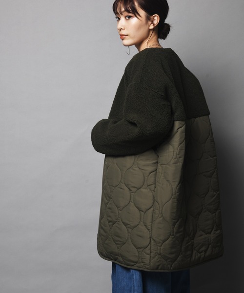 ARCANUM DESIGN（アルカナムデザイン）の「WEB限定 ARL キルト＆ボアノーカラーコート（ノーカラーコート・レディース・アイボリー/ブラック/カーキ・FREE）」の19枚目の写真