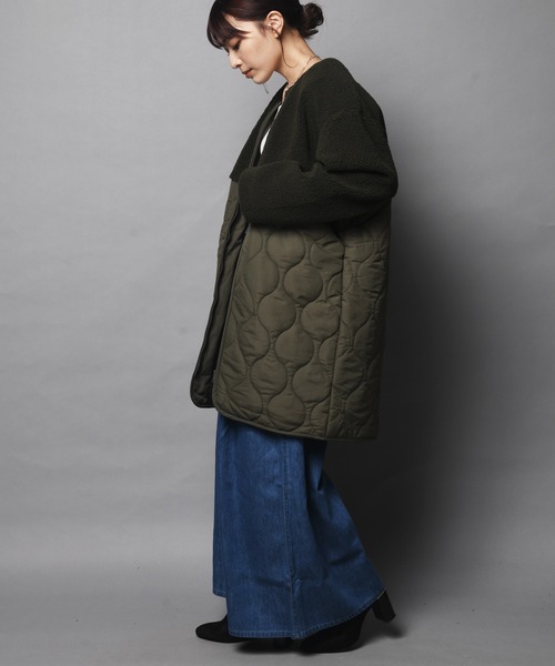 ARCANUM DESIGN（アルカナムデザイン）の「WEB限定 ARL キルト＆ボアノーカラーコート（ノーカラーコート・レディース・アイボリー/ブラック/カーキ・FREE）」の22枚目の写真