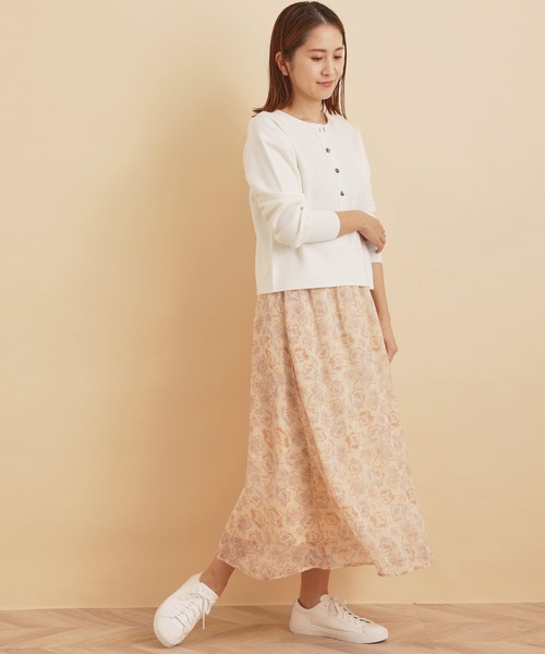 SALON adam et rope'(サロン アダム エ ロペ)の「ハーブプリントベルト付きロングフレアスカート(スカート・レディース・ネイビー/オレンジ・FREE)」の14枚目の写真