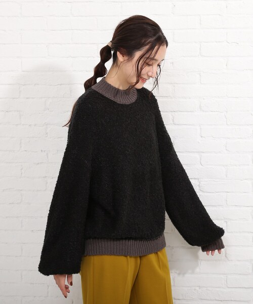 SHOO・LA・RUE(シューラルー)の「◆ゆるブークレニット(ニット/セーター・レディース・ブラック/ピンク/グレー系3・00)」の4枚目の写真