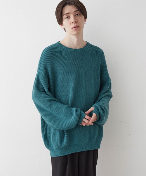 JUNRED（ジュンレッド）の「【オーバーサイズニット】ルーズニットプルオーバー（ニット/セーター・メンズ・グリーン/キナリ/グレー/ブルー・S/L/M）」の11枚目の写真