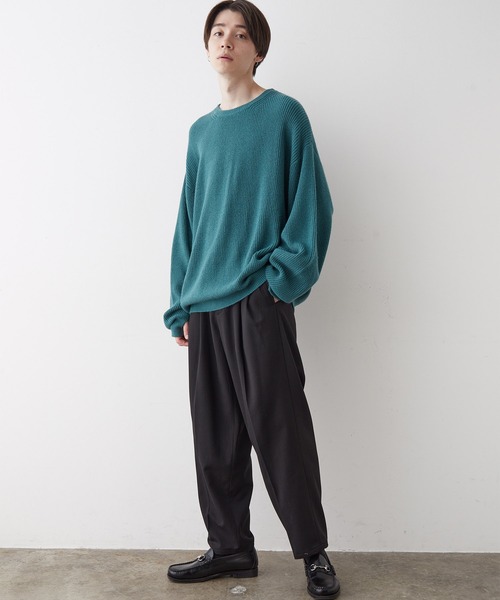 JUNRED（ジュンレッド）の「【オーバーサイズニット】ルーズニットプルオーバー（ニット/セーター・メンズ・グリーン/キナリ/グレー/ブルー・S/L/M）」の18枚目の写真