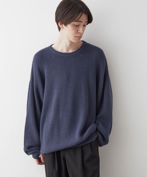 JUNRED（ジュンレッド）の「【オーバーサイズニット】ルーズニットプルオーバー（ニット/セーター・メンズ・グリーン/キナリ/グレー/ブルー・S/L/M）」の5枚目の写真