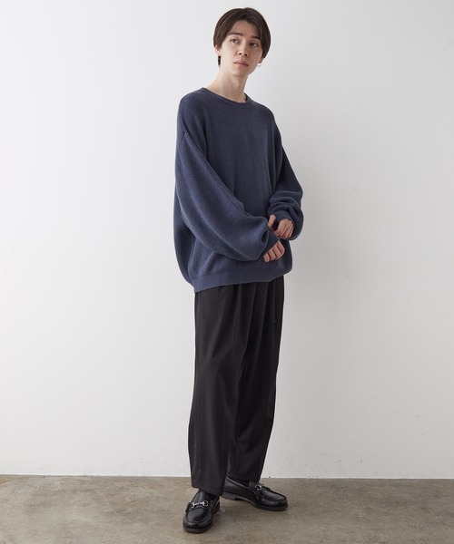 JUNRED（ジュンレッド）の「【オーバーサイズニット】ルーズニットプルオーバー（ニット/セーター・メンズ・グリーン/キナリ/グレー/ブルー・S/L/M）」の15枚目の写真