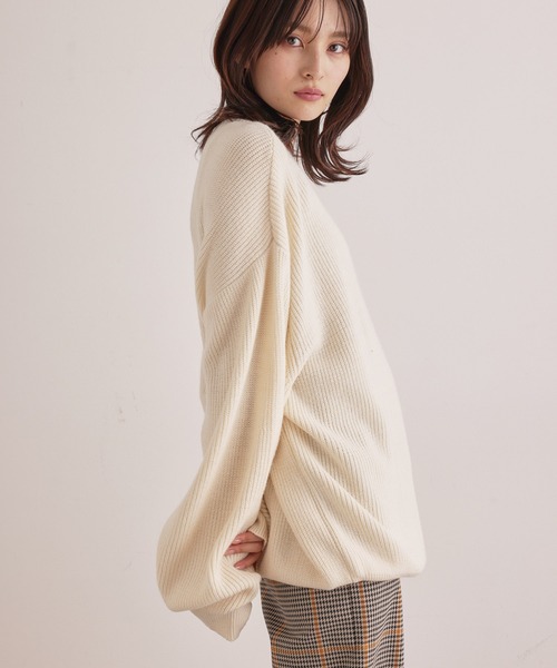 JUNRED（ジュンレッド）の「【オーバーサイズニット】ルーズニットプルオーバー（ニット/セーター・メンズ・グリーン/キナリ/グレー/ブルー・S/L/M）」の21枚目の写真