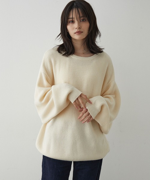 JUNRED（ジュンレッド）の「【オーバーサイズニット】ルーズニットプルオーバー（ニット/セーター・メンズ・グリーン/キナリ/グレー/ブルー・S/L/M）」の22枚目の写真