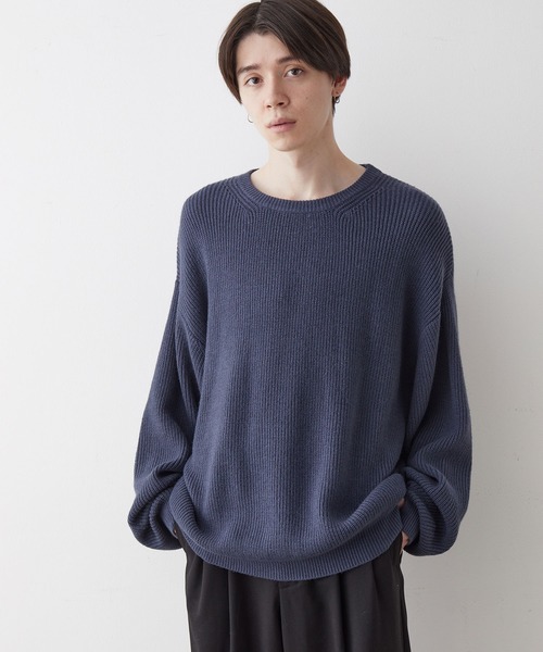 JUNRED（ジュンレッド）の「【オーバーサイズニット】ルーズニットプルオーバー（ニット/セーター・メンズ・グリーン/キナリ/グレー/ブルー・S/L/M）」の7枚目の写真