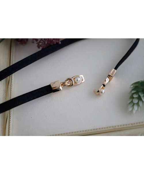 Cupid Heart（キューピッドハート）の「【Cupid Heart】結婚式ベルト　パール×メタル金具細ベルト（ベルト・レディース・ブラック/ベージュ・MEDIUM）」の3枚目の写真