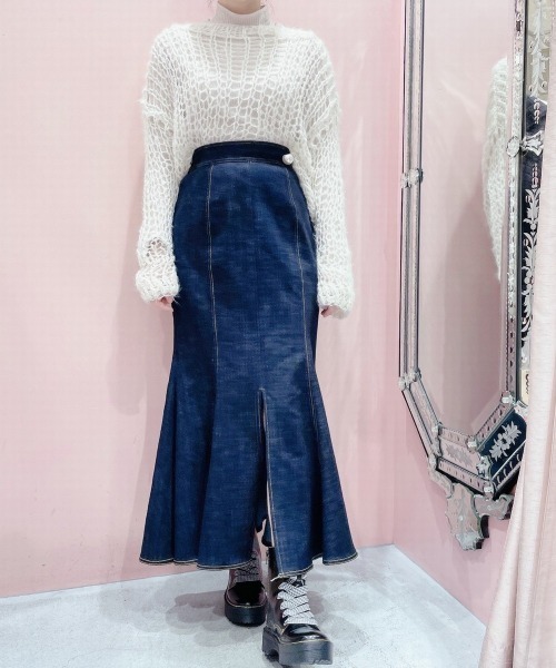 lilLilly(リルリリー)の「マーメイドデニムロングスカート(デニムスカート・レディース・インディゴブルー/ブラック・FREE)」の16枚目の写真