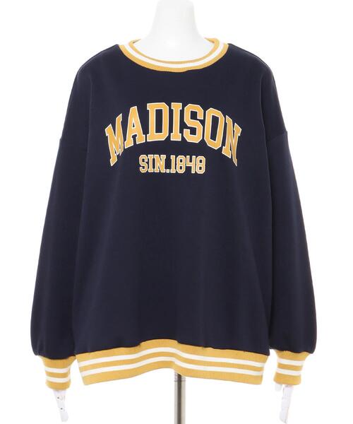 INGNI（イング）の「配色ラインカレッジロゴプルオーバー（Tシャツ/カットソー・レディース・グリーン/ネイビー/オートミール/オフホワイト・M）」の5枚目の写真