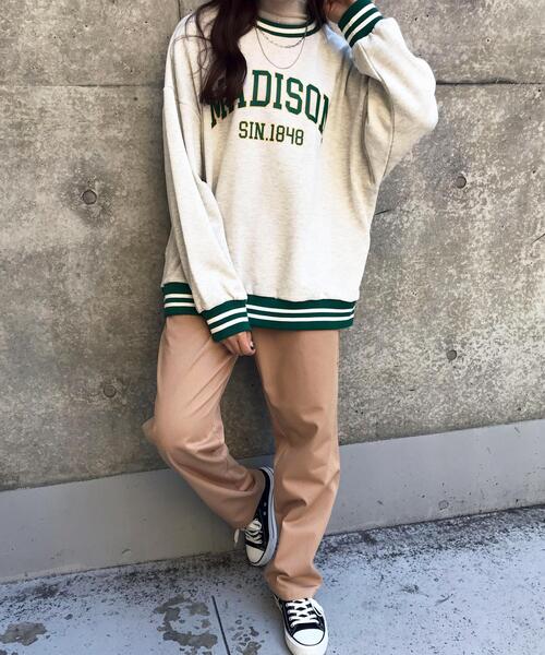 INGNI（イング）の「配色ラインカレッジロゴプルオーバー（Tシャツ/カットソー・レディース・グリーン/ネイビー/オートミール/オフホワイト・M）」の17枚目の写真