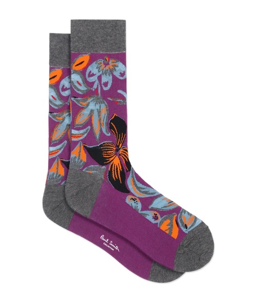 Paul Smith COLLECTION（ポールスミスコレクション）の「アーティストフラワー カジュアルソックス / 124726 CS（ソックス/靴下・メンズ・ブラック/パープル/グリーン・25-27）」の3枚目の写真