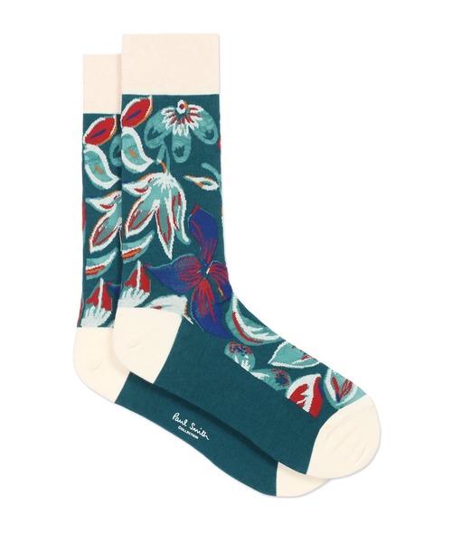 Paul Smith COLLECTION（ポールスミスコレクション）の「アーティストフラワー カジュアルソックス / 124726 CS（ソックス/靴下・メンズ・ブラック/パープル/グリーン・25-27）」の2枚目の写真