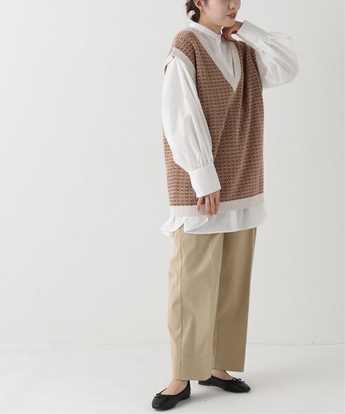 RAY CASSIN（レイカズン）の「フロントタブ付きパンツ（チノパンツ・レディース・ベージュ/キナリ/カーキ・FREE）」の6枚目の写真