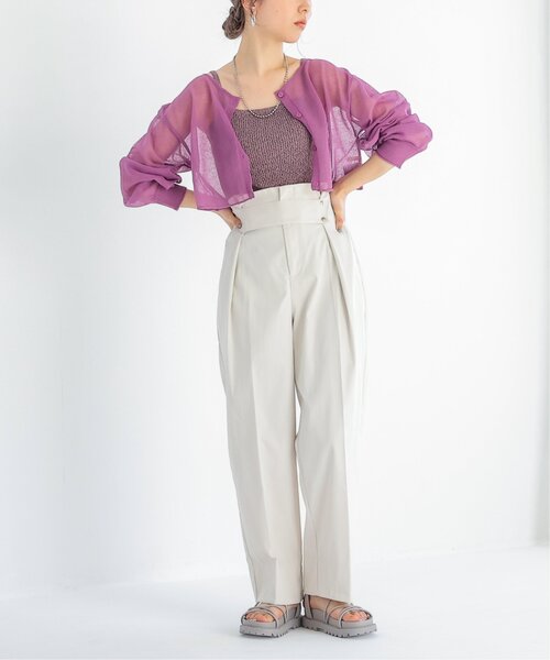 RAY CASSIN（レイカズン）の「フロントタブ付きパンツ（チノパンツ・レディース・ベージュ/キナリ/カーキ・FREE）」の12枚目の写真