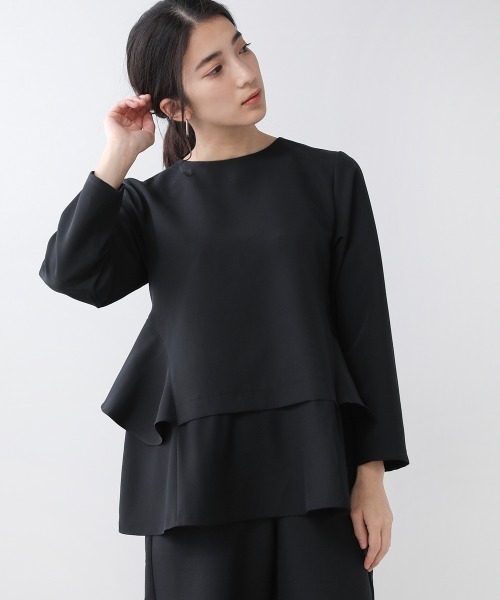 Bou Jeloud（ブージュルード）の「【WEB限定】ティアードトップス（シャツ/ブラウス・レディース・ライトカーキ/ブラック・38）」の5枚目の写真