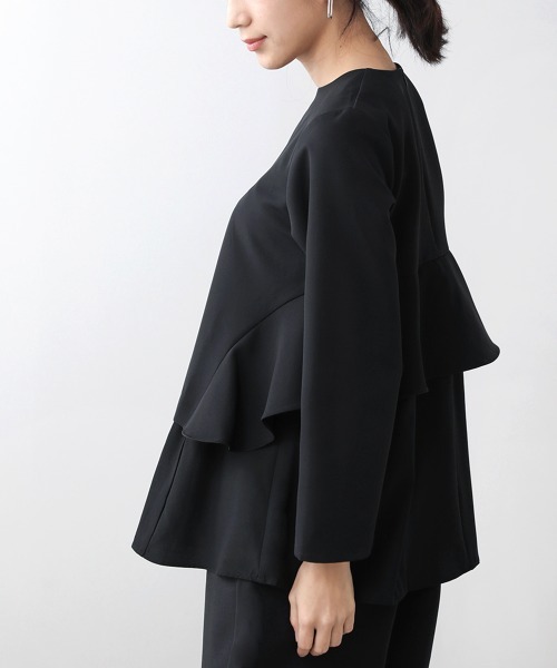 Bou Jeloud（ブージュルード）の「【WEB限定】ティアードトップス（シャツ/ブラウス・レディース・ライトカーキ/ブラック・38）」の9枚目の写真