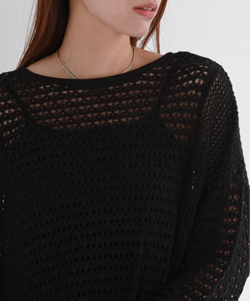 feepur（フェピュール）の「【ハンドウォッシャブル】2wayメッシュニット（ニット/セーター・レディース・ホワイト/ブラック・MEDIUM）」の8枚目の写真