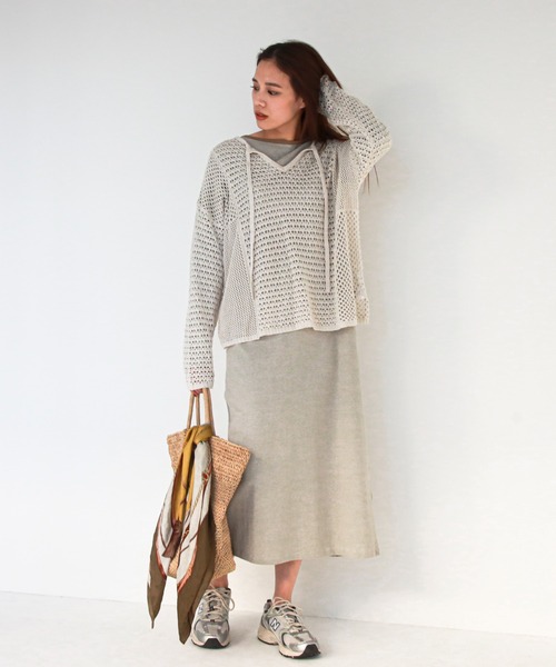 feepur（フェピュール）の「【ハンドウォッシャブル】2wayメッシュニット（ニット/セーター・レディース・ホワイト/ブラック・MEDIUM）」の13枚目の写真