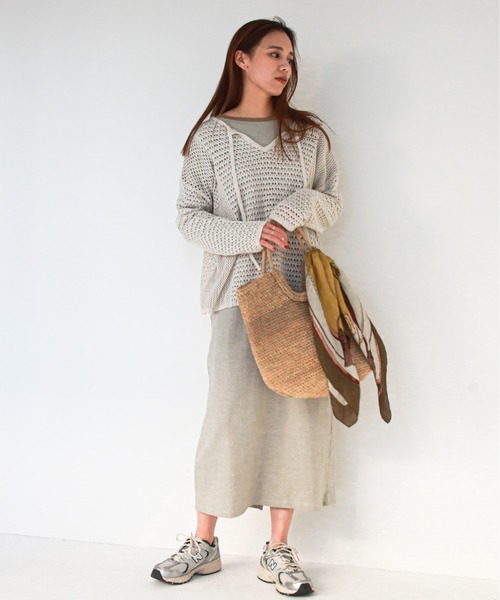 feepur（フェピュール）の「【ハンドウォッシャブル】2wayメッシュニット（ニット/セーター・レディース・ホワイト/ブラック・MEDIUM）」の6枚目の写真