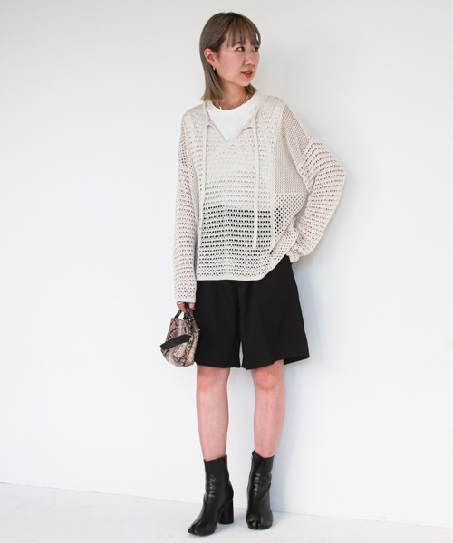 feepur（フェピュール）の「【ハンドウォッシャブル】2wayメッシュニット（ニット/セーター・レディース・ホワイト/ブラック・MEDIUM）」の22枚目の写真