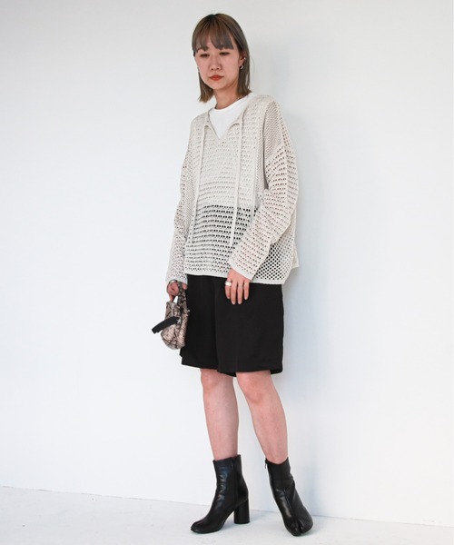 feepur（フェピュール）の「【ハンドウォッシャブル】2wayメッシュニット（ニット/セーター・レディース・ホワイト/ブラック・MEDIUM）」の16枚目の写真