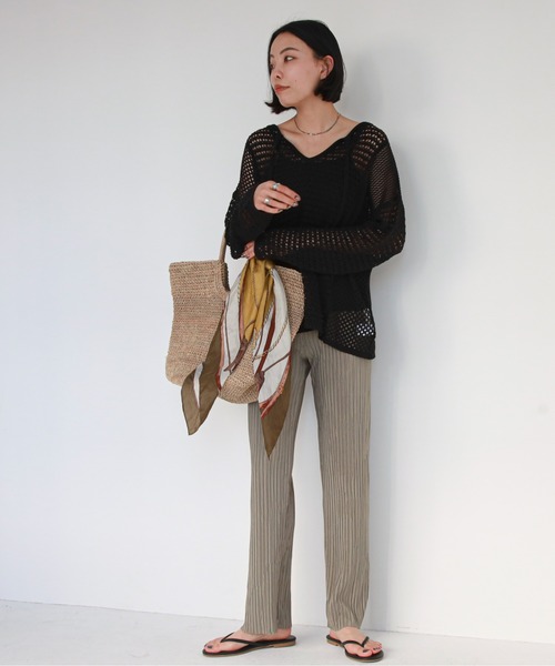 feepur（フェピュール）の「【ハンドウォッシャブル】2wayメッシュニット（ニット/セーター・レディース・ホワイト/ブラック・MEDIUM）」の7枚目の写真